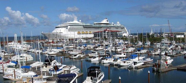 Cruise ship docked at West Basin 